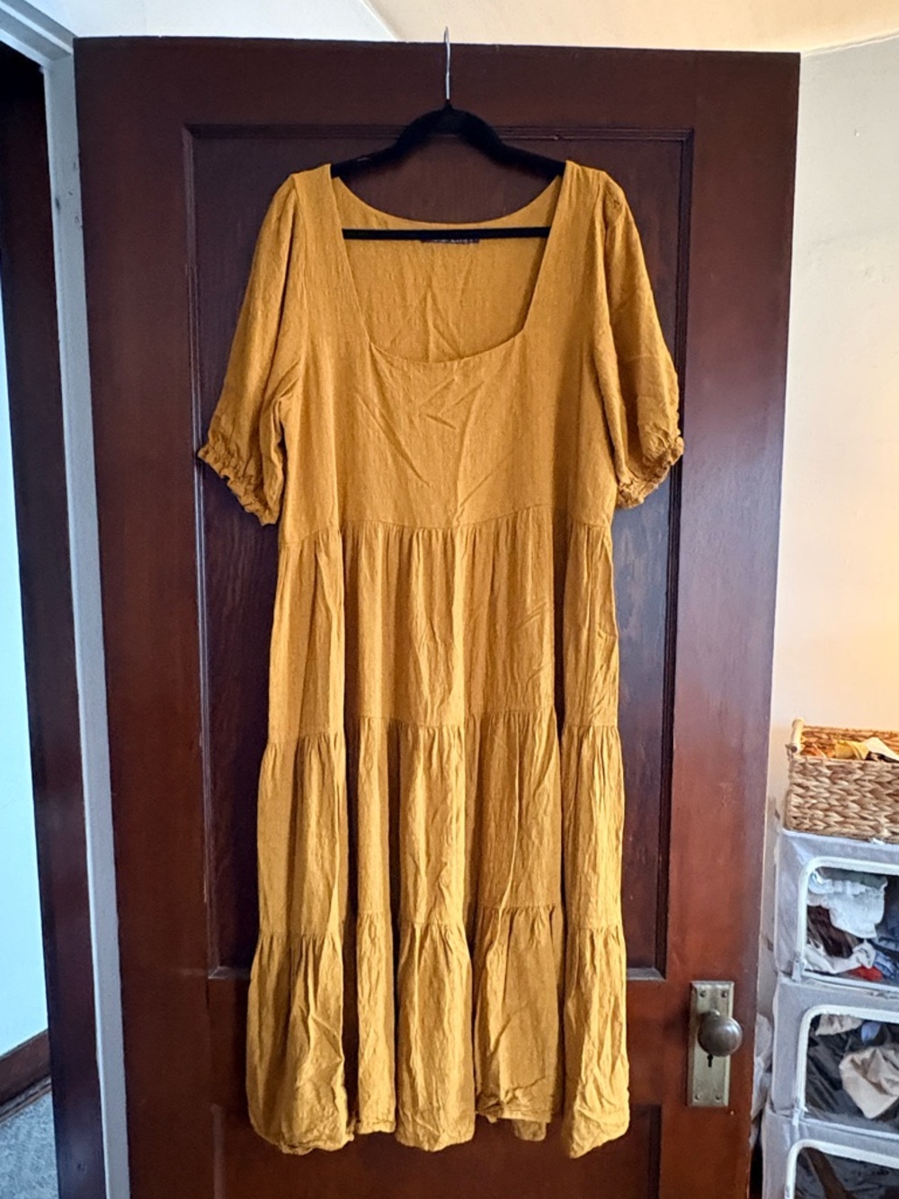 Mister Zimi Mustard Tier Midi Dress